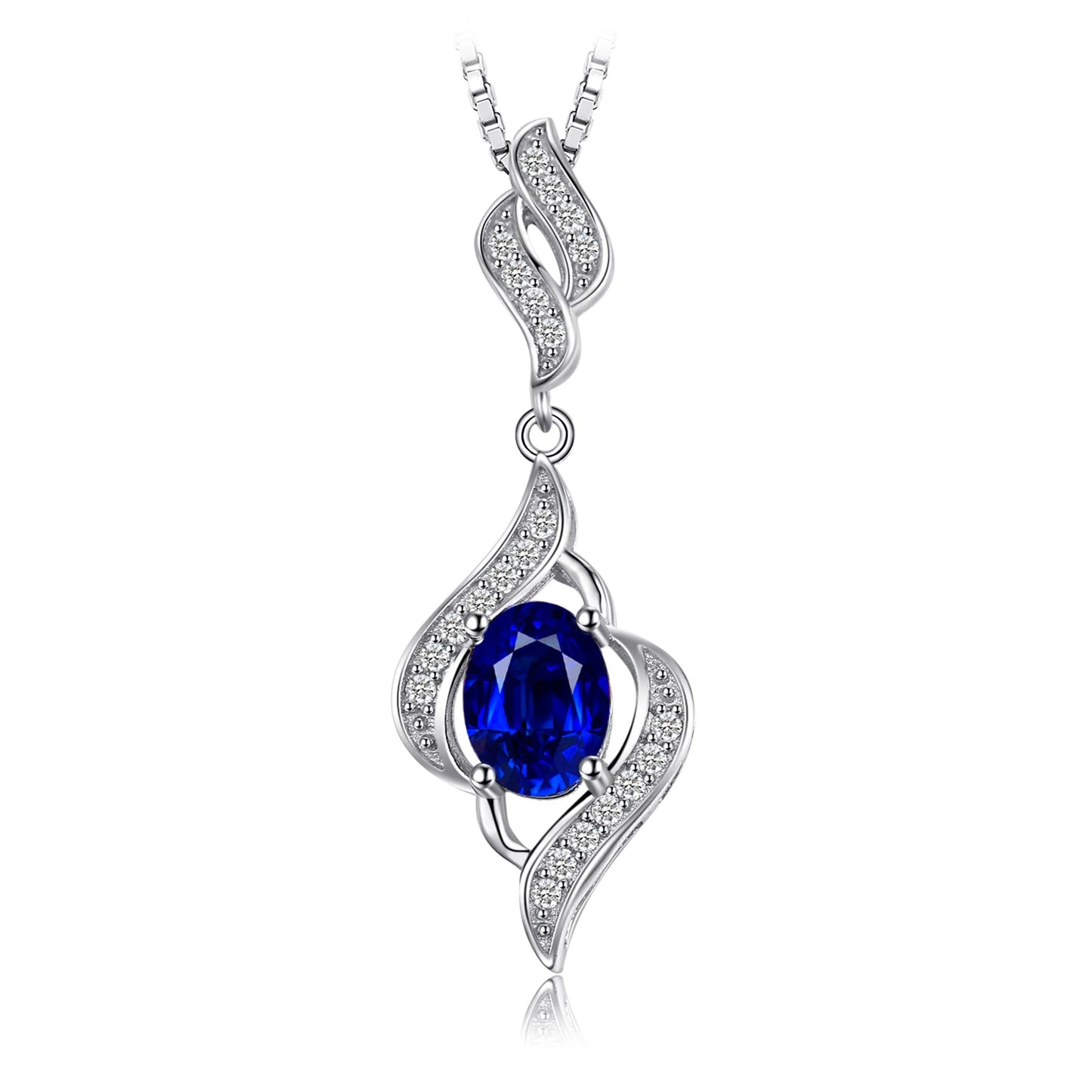 JewelryPalace Created Blue Sapphire 925 Sterling Silver Pendant Necklace for Women Jewelry No Chain