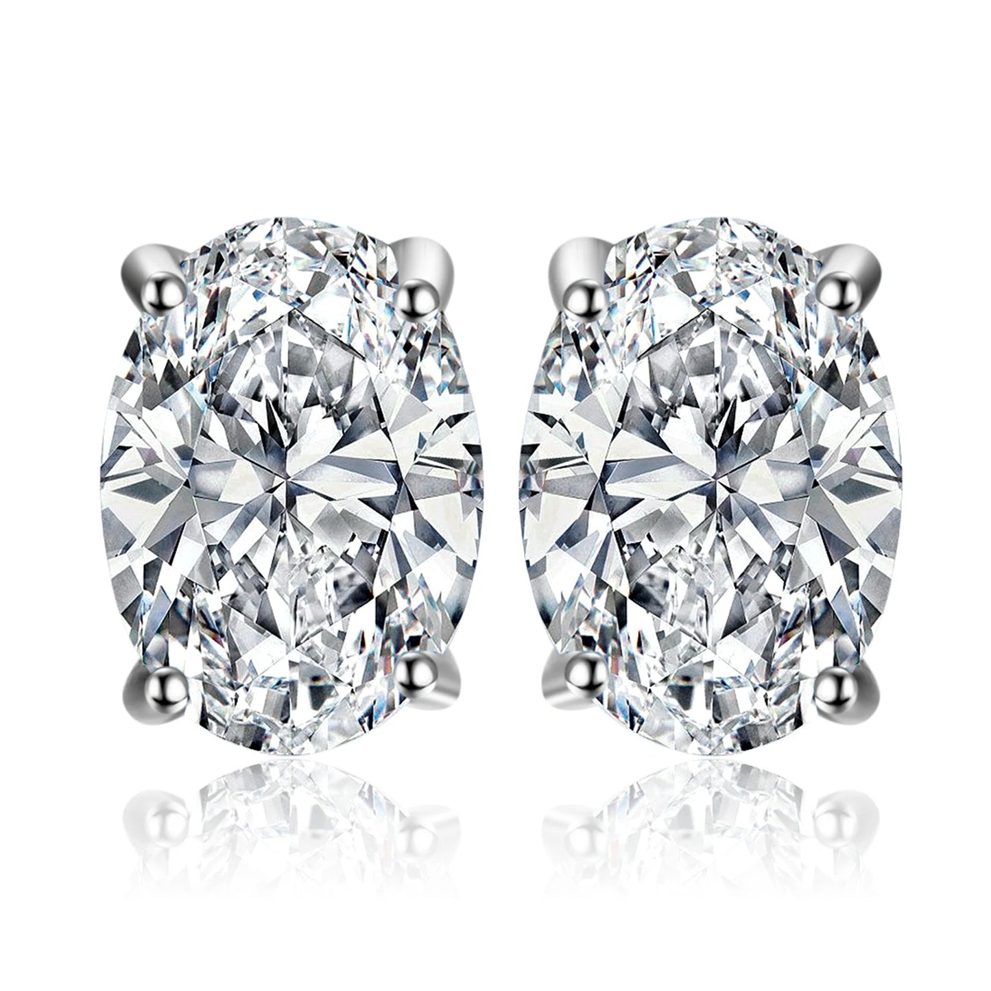 JewelryPalace Oval Cut 5A Cubic Zirconia Wedding Engagement 925 Sterling Silver Stud Earrings for Woman Anniversary Gift CHINA