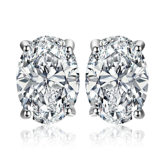 JewelryPalace Oval Cut 5A Cubic Zirconia Wedding Engagement 925 Sterling Silver Stud Earrings for Woman Anniversary Gift CHINA