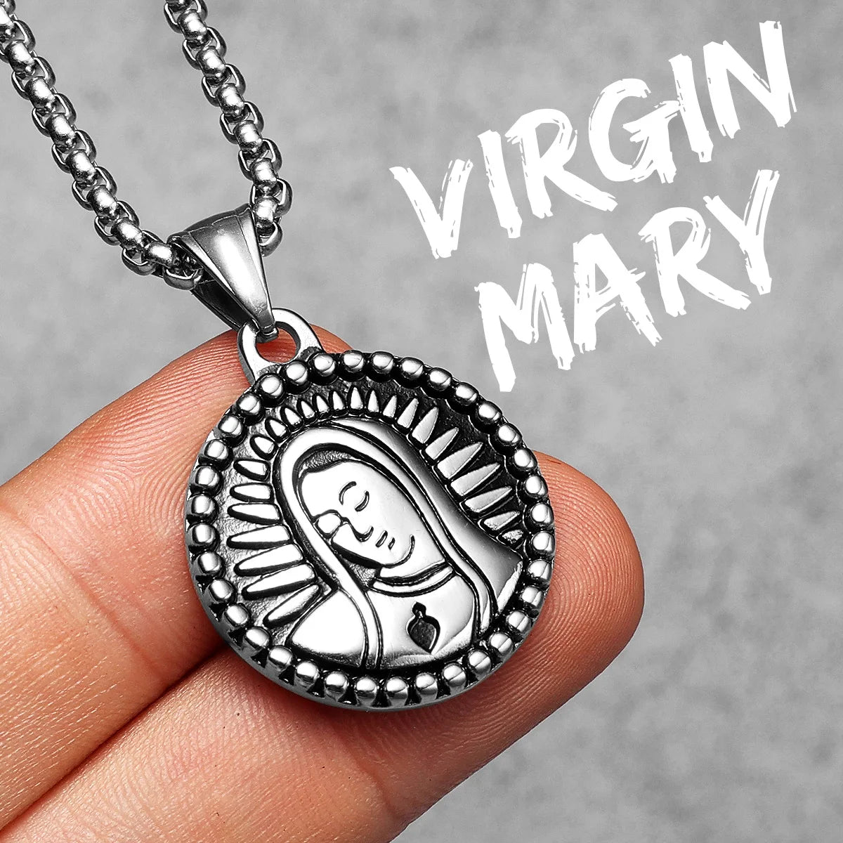 Virgin Mary Angel Cross Stainless Steel Men Necklaces Pendant Chain Amulet Cool New in For Women Fashion Jewelry Gifts Wholesale