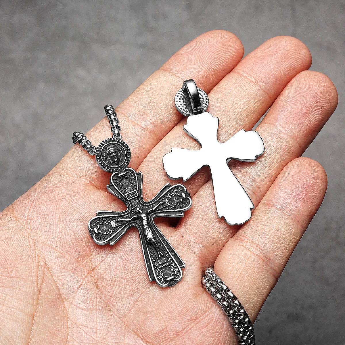 Retro Jesus Cross Amulets Stainless Steel Men Necklaces Pendant Chain Punk For Women Fashion Jewelry Gifts Wholesale Dropshiping