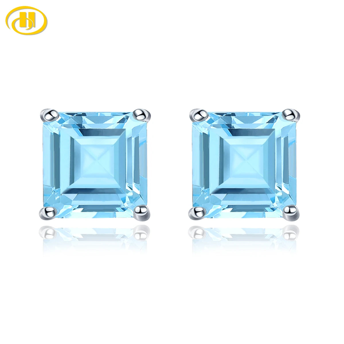 Natural Sky Blue Topaz Sterling Silver Stud Earring 2.8 Carats Genuine Topaz Daily Fine Jewelry Style S925 Gifts for Women Default Title