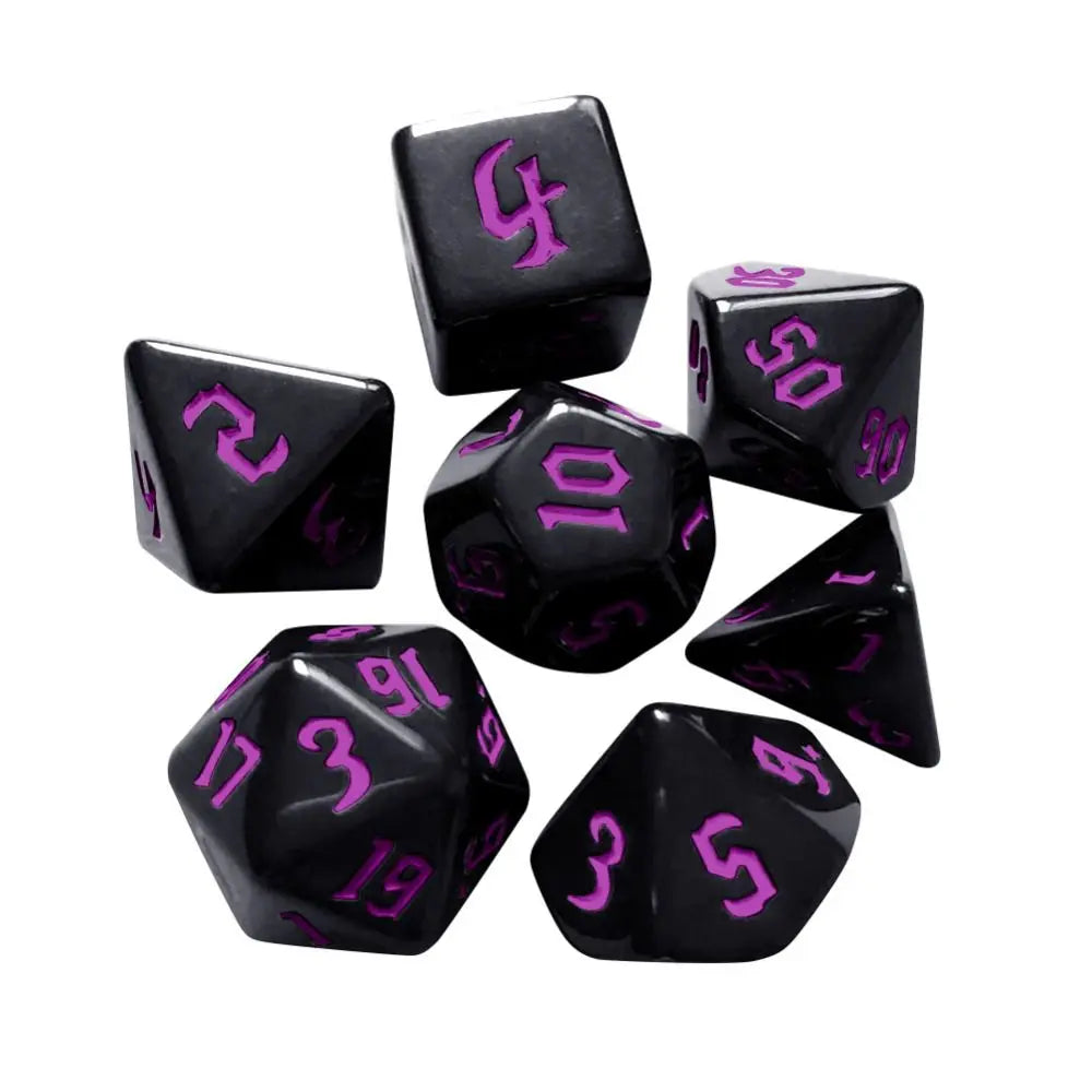 7pcs/set Multifaceted Digital Dice Set Acrylic Table Game Opaque Polyhedral Dices for DND Dice Tabletop Role-Playing Game Purple