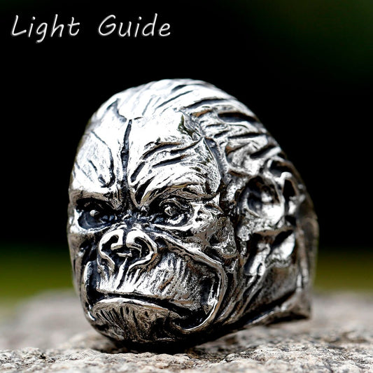 2023 new Arrival Design Stainless Steel Head of Gorilla Trend Men's movie Ring fashion High Quality Jewelry 13