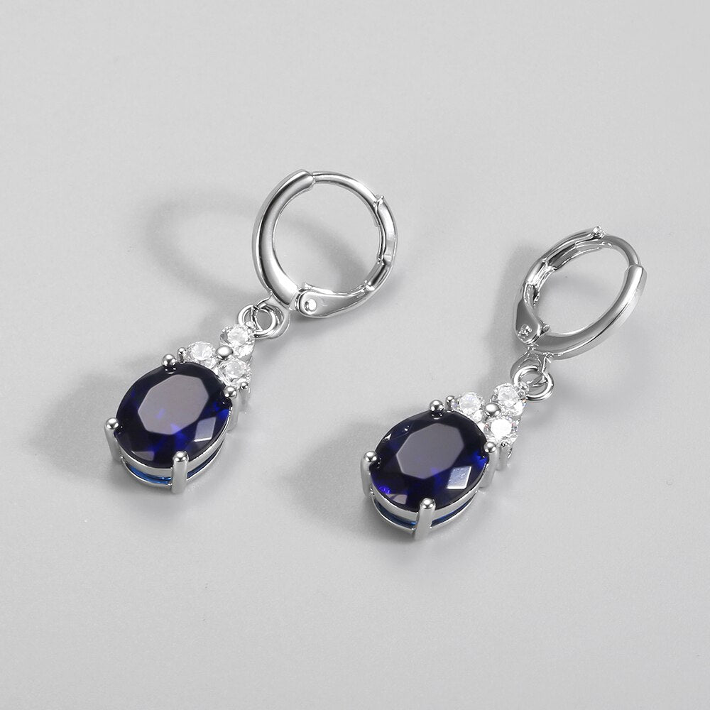 Classic Water Drop Cubic Zirconia Earrings for Women Luxury Inlay Blue/White Brilliant CZ Elegant Female Accessories Gift