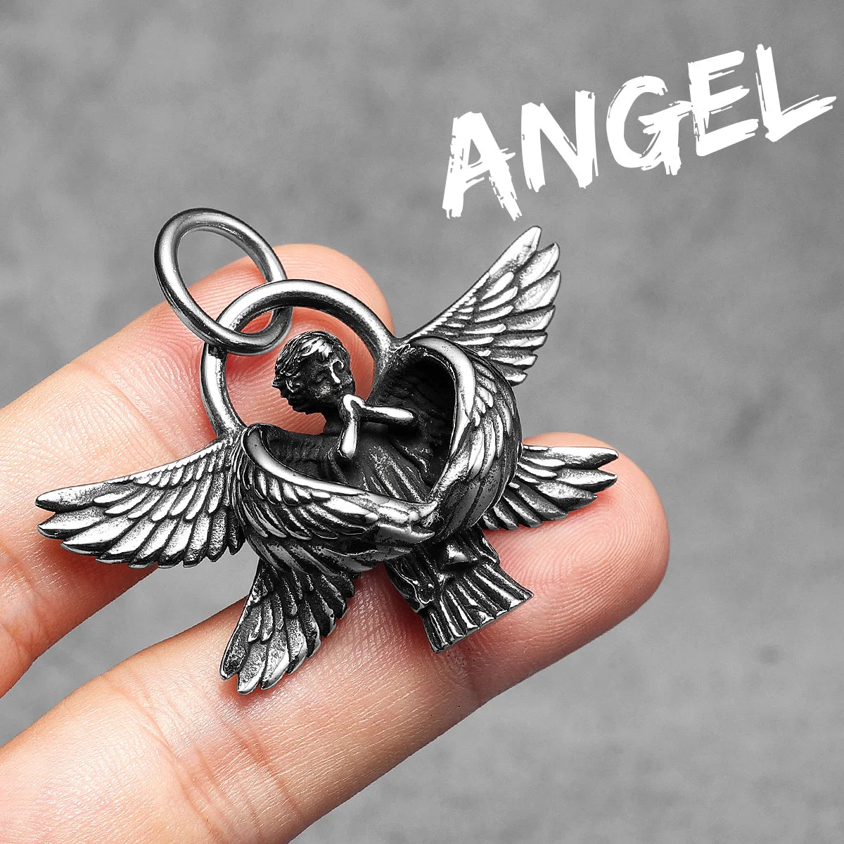 Pray for Angel Wings Stainless Steel Men Necklaces Pendant Chain Punk For Women Fashion Jewelry Gifts Wholesale Dropshiping