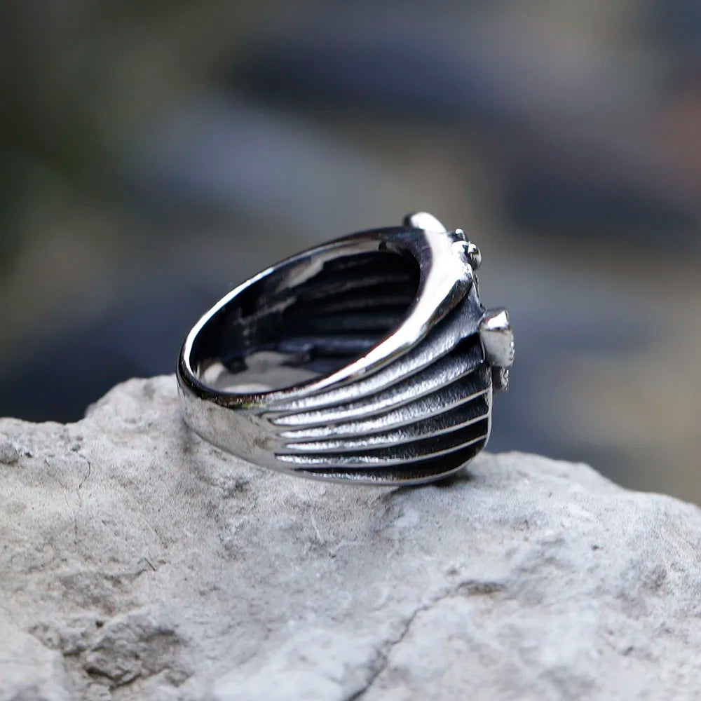 NEW Men's 316L stainless-steel ringsDeath's Head Skull Moth Luxury Butterfly Rings punk Jewelry Gifts free shipping