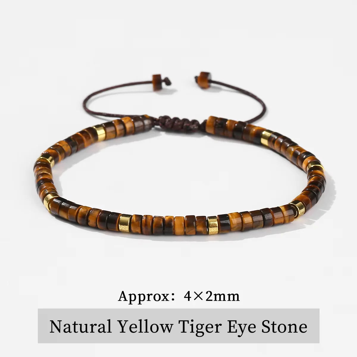JD Natural Yellow Tiger Eye Stone Tube Shape Bracelets for Women Men Classic Stainless Steel Elastic Bangles Yoga Energy Gifts