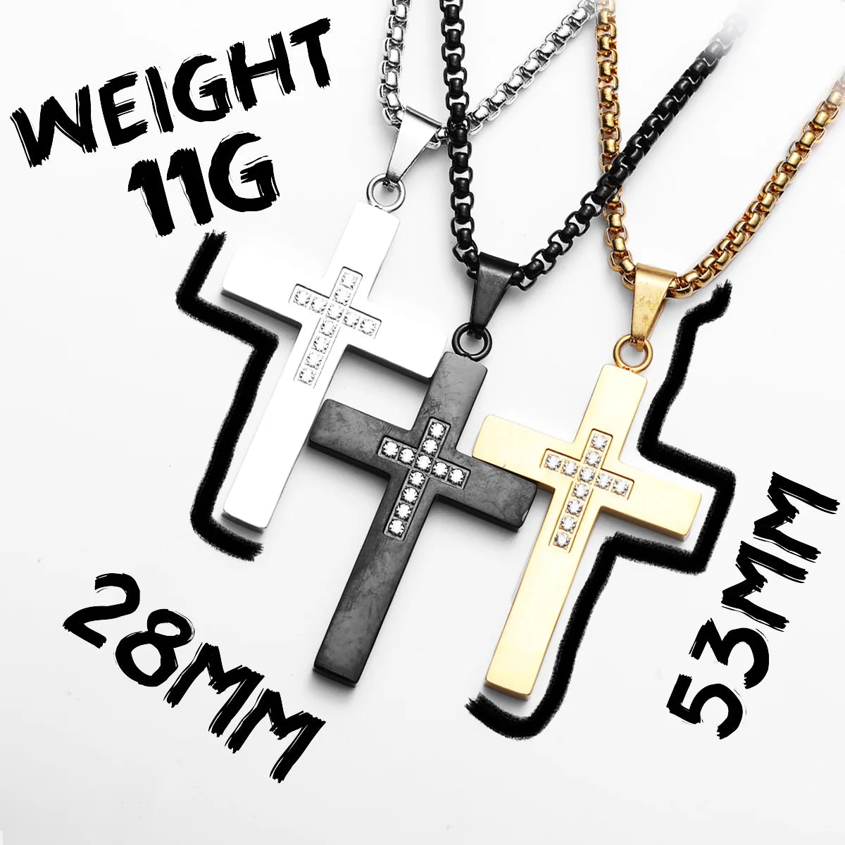Cross Simple Gemstone Stainless Steel Men Necklaces Pendant Chain Punk For Women Fashion Jewelry Gifts Wholesale Dropshiping