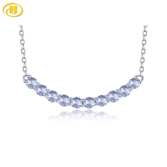 Natural Tanzanite Solid Sterling Silver Necklace Pendant 1.8 Carats Genuine Light Color Women Classic Elegant Style S925 Gifts