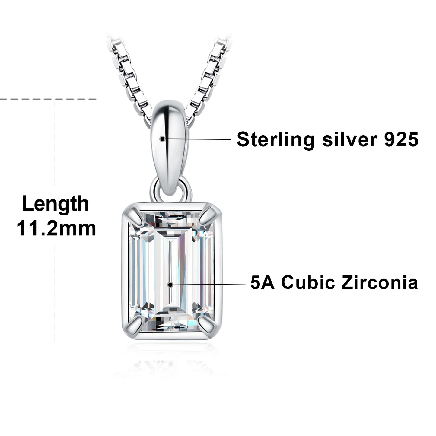 JewelryPalace Real 925 Sterling Silver 5A Cubic Zirconia Oval Round Emerald Princess Cut Pendant Necklace for Women No Chain