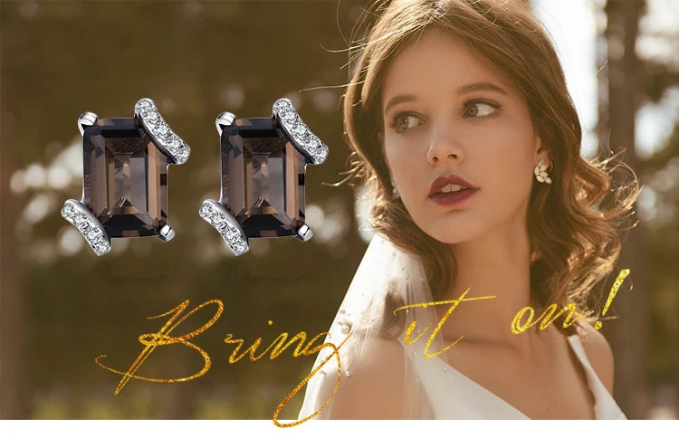 Jewelrypalace Emerald Cut 1.6ct Genuine Smoky Quartz 925 Sterling Silver Earrings for Woman Statement Gemstone Jewelry Gift