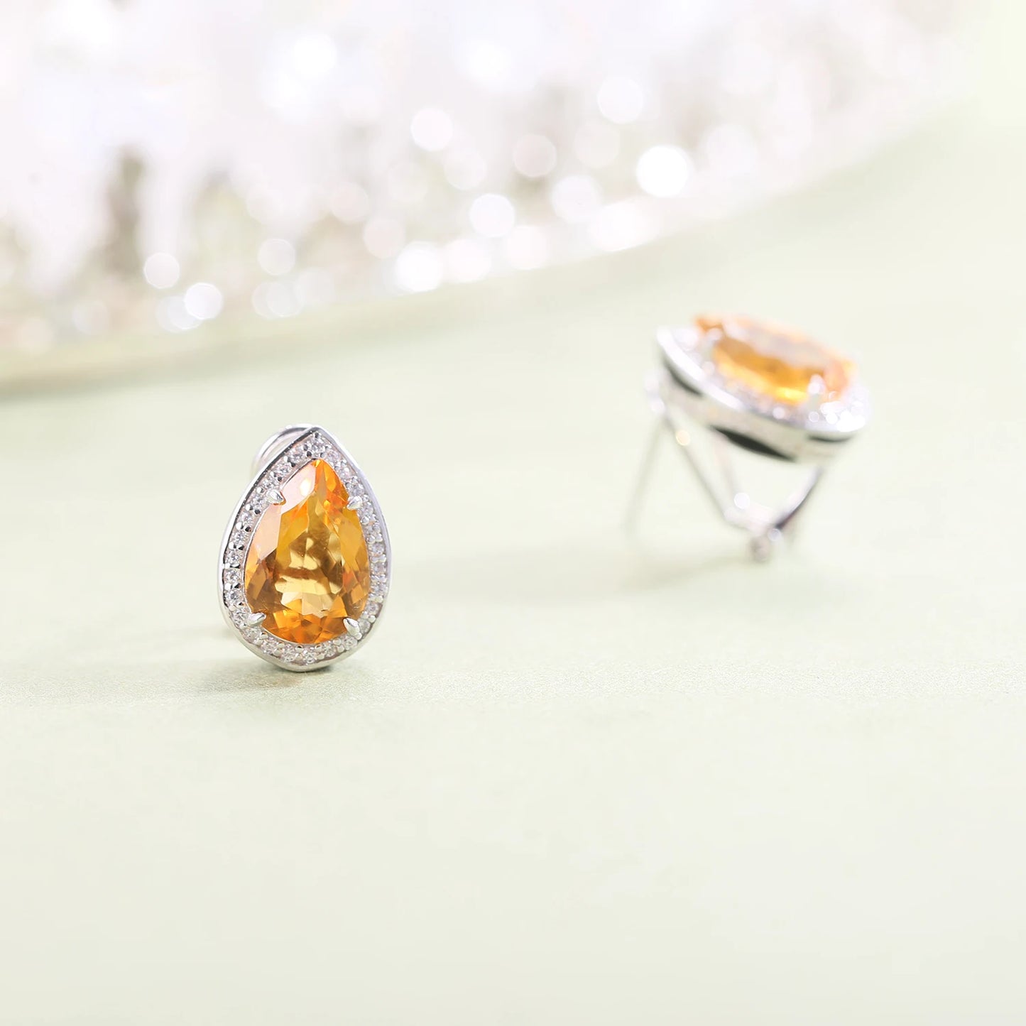 GEM'S BALLET Tiger Element Earrings Pear Shape 8x12mm Lab Blue Sapphire Stud Earrings in 925 Sterling Silver Gift For Her