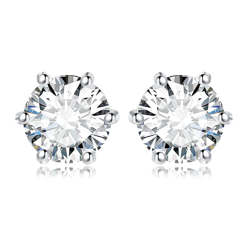 JewelryPalace Round 5A Cubic Zirconia Wedding Engagement 925 Sterling Silver Stud Earrings for Woman Fashion Anniversary Gift