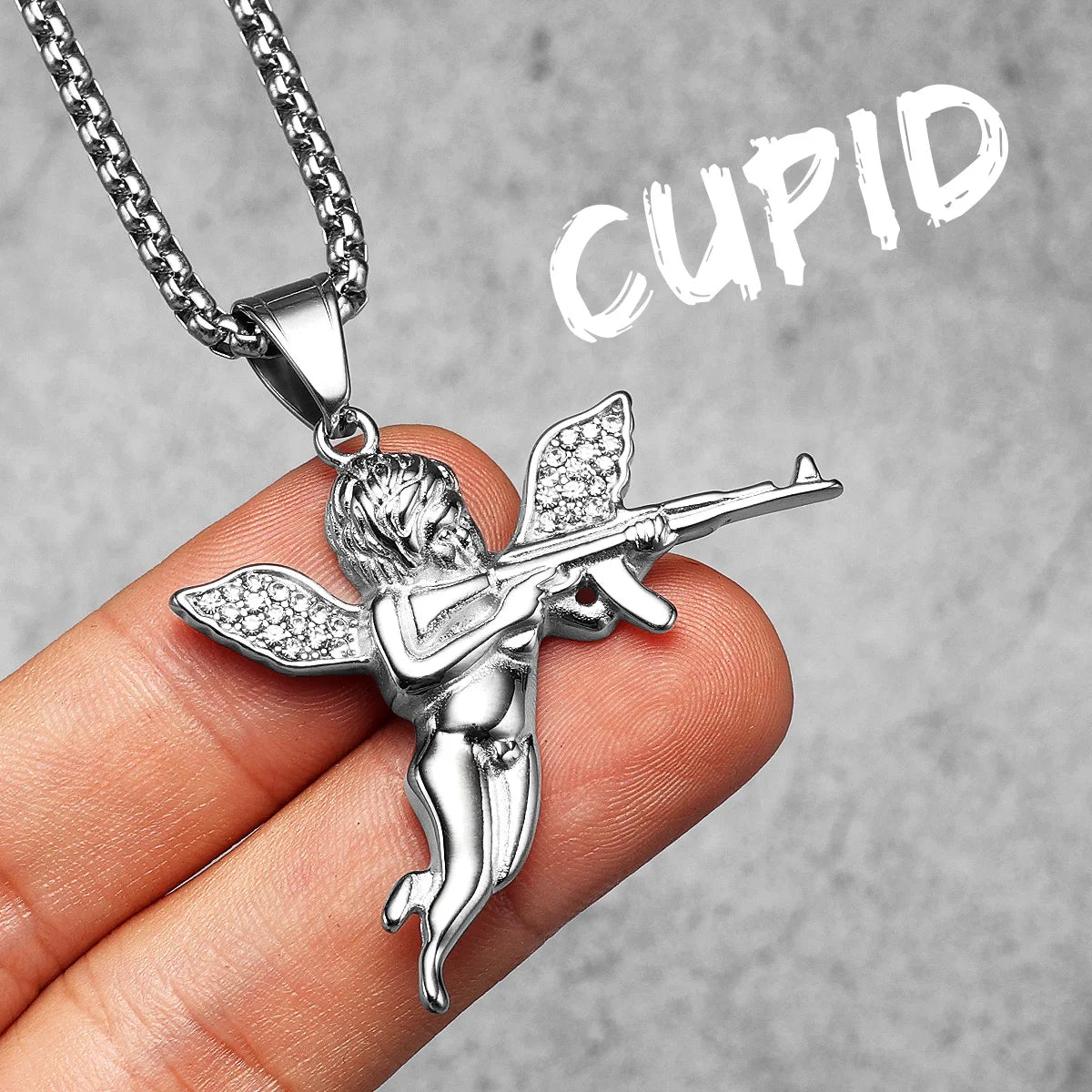 Angel Waing Amulet Stainless Steel Men Necklaces Pendant Chain Punk New In For Couple Women Fashion Jewelry Gifts Wholesale