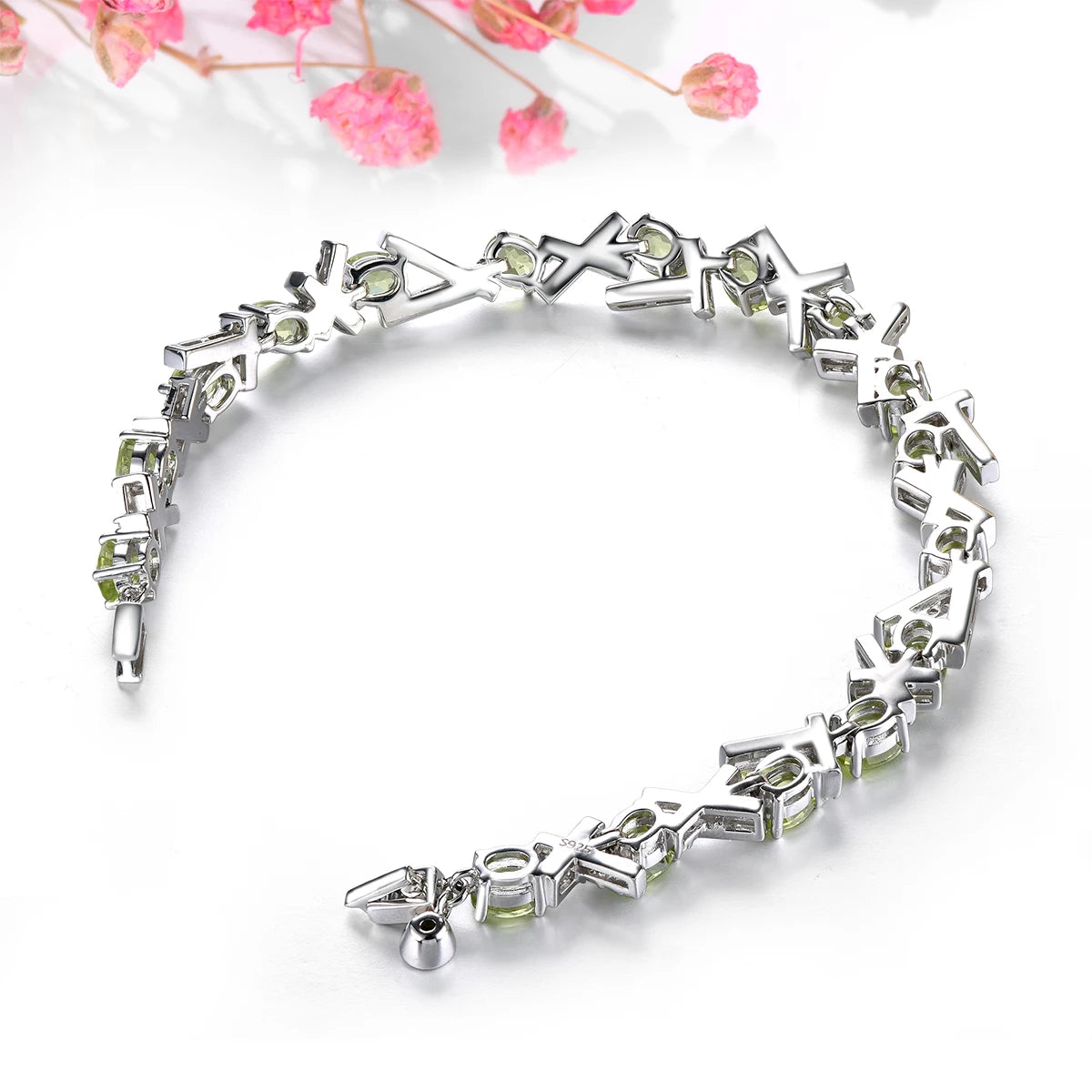 Natural Genuine Peridot Solid Sterling Silver Bracelet 5.6 Carats Luxury Gorgerours Birthstone New Year Gift Top Quality