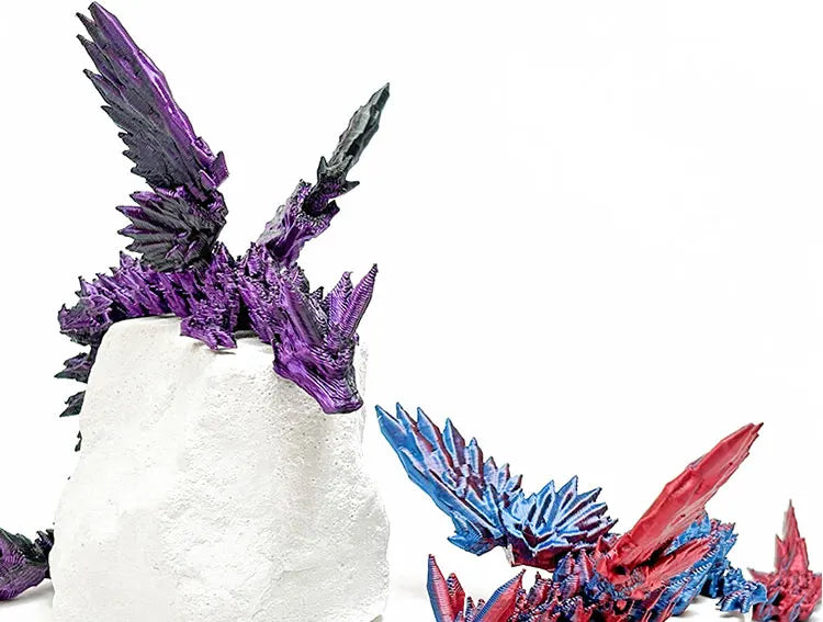 3D Printed Dragon with Movable Wings - Office Desk Accessory, Creative Home Decor, Perfect Christmas Present Holiday Gift