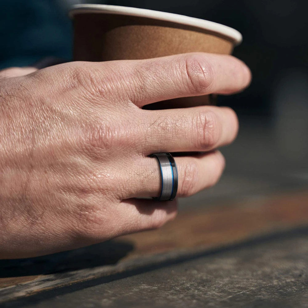 Modern 8mm Black Titanium steel Rings for Men Women Groove Multi-Faceted Stainless Steel Men Ring Wedding Band Jewelry Wholesale