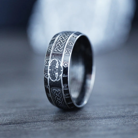 Vintage Odin Norse Viking Celtic Knot Rings For Men Women Fashion Stainless Steel Tree Of life Rings Retro Amulet Rune Jewelry