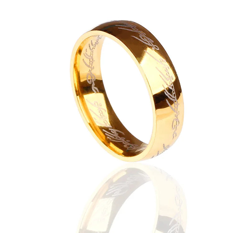 2025 Hot Selling Retro Titanium Steel 6mm/8mm Laser Engraving Ring For Women Men Jewelry Valentine Gifts Size 6-13