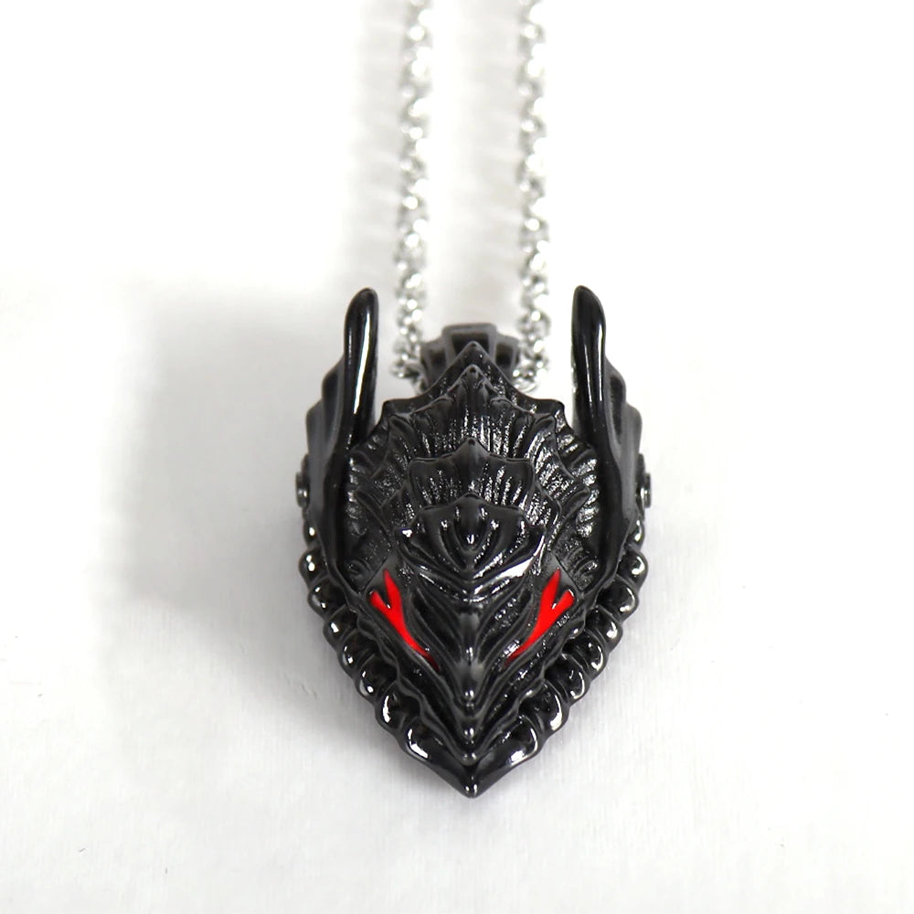 Anime Guts Berserker Armor Helmet Necklaces Adjustable jaw joints Men's jewelry Cosplay Accessories Prop Anime Enthusiast Gift Black