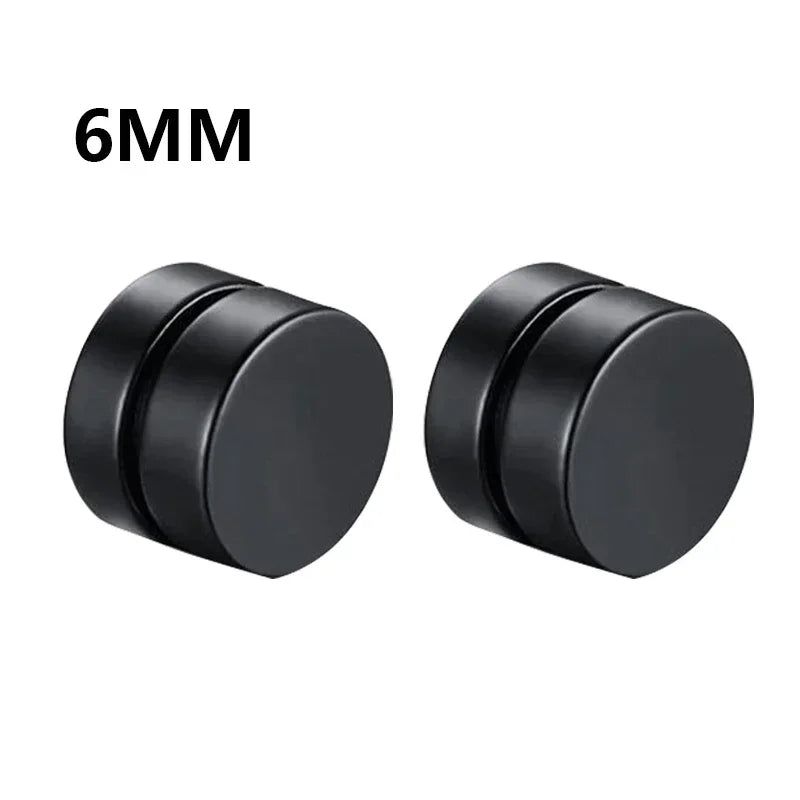 1Pairs Crystal Strong Magnetic Ear Stud Clip Earrings for Men and Women Punk Round Zircon Magnet Earrings Non Piercing Jewelry
