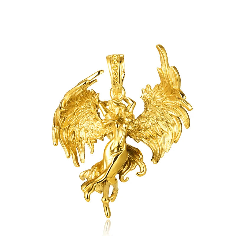 Fashion Stainless Steel Fallen Angel Necklace for Woman Punk Angel Wings Pendant Unique Simple Couple Gift Jewelry Accessories