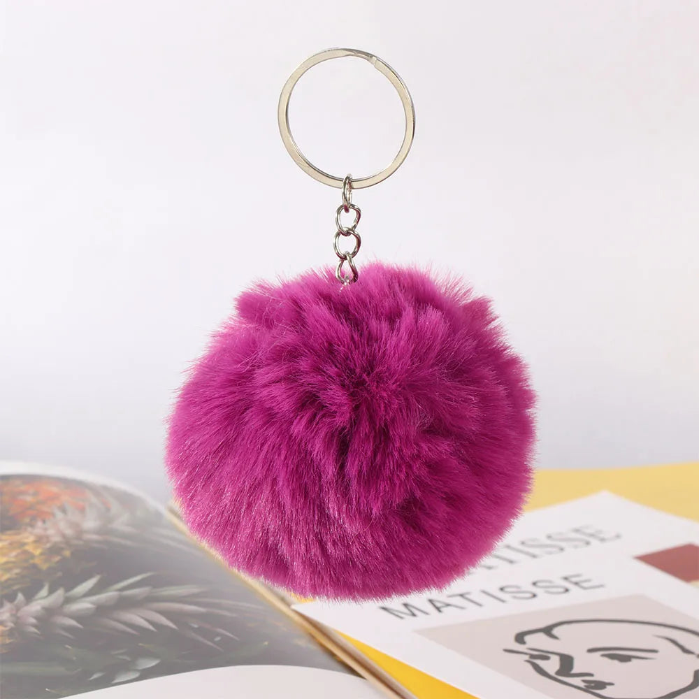 20 Colors Fluffy Fur Pom Pom Keychain Soft Faux Fur-like Ball Car Keyring Key Holder Women Bag Pendant Jewelry