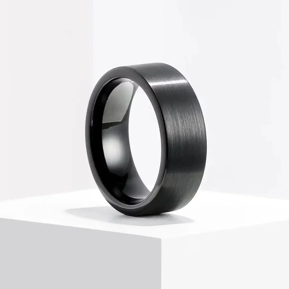8Mm Black Stainless Steel Men'S Ring - Comfort Fit, Durable Perfect For Teens & Adults Stainless Steel Rings For Men