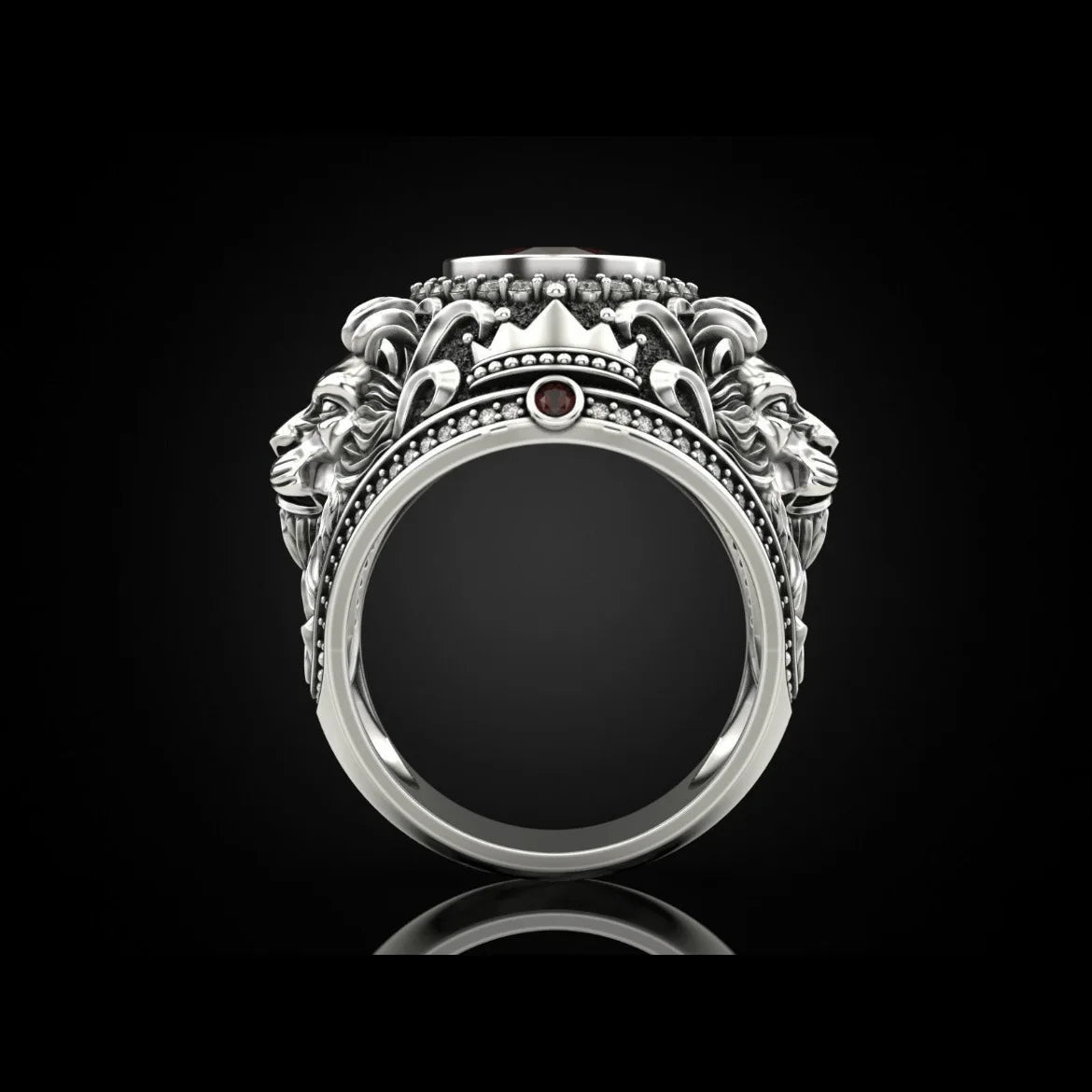 New men's rings, atmospheric fashion retro men's rings, crown lion rings, trend