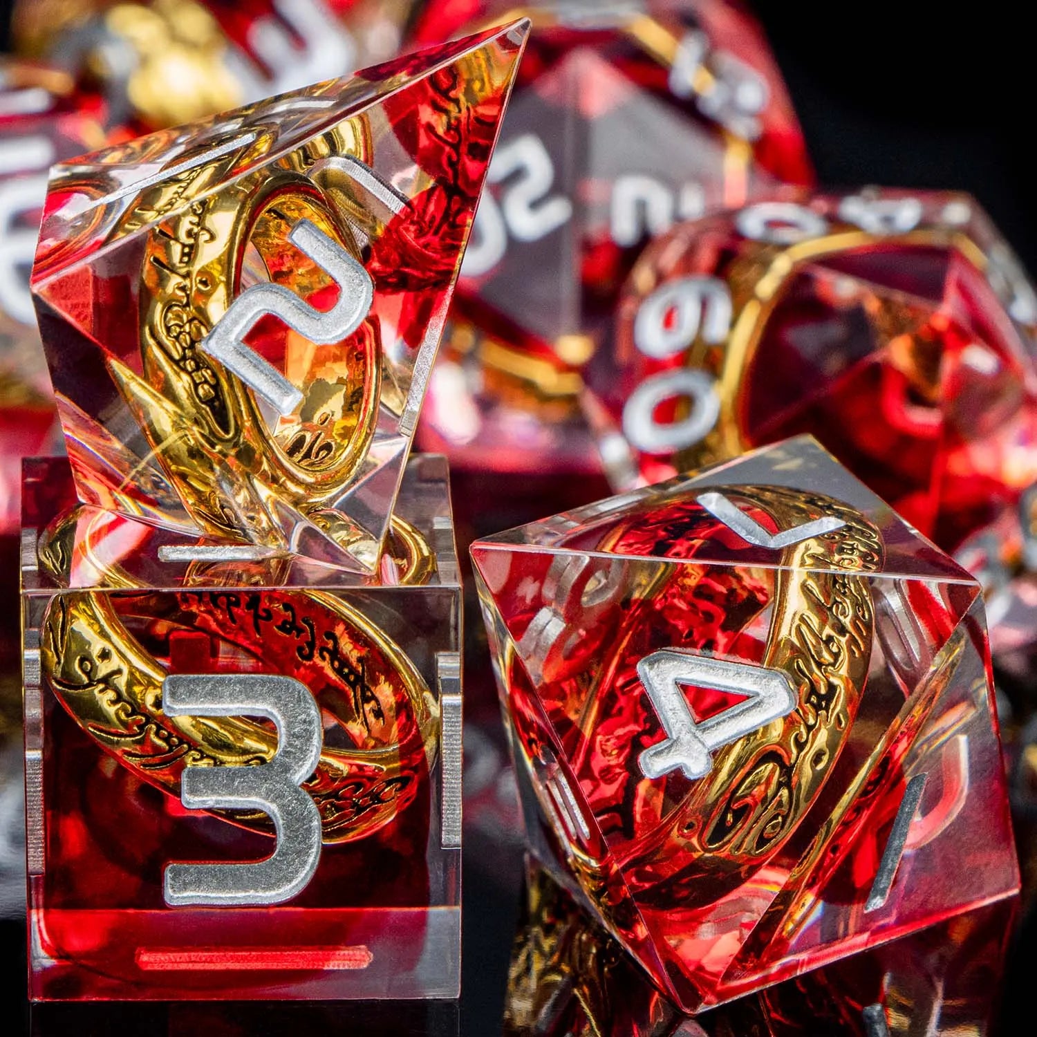 D and D Liquid Flow Core Eye Resin Dice Set | Dnd Dungeon and Dragon Pathfinder Role Playing Game Dice | D20 D&D Red Black Dice YY-17