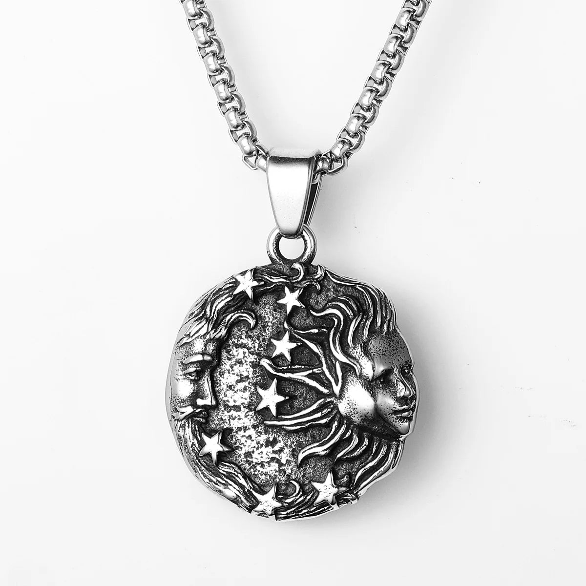Greek Myth Stars Moon Sun Stainless Steel Men Necklaces Pendant Chain Powerful Amulet Vintage For Women Jewelry Gifts Wholesale