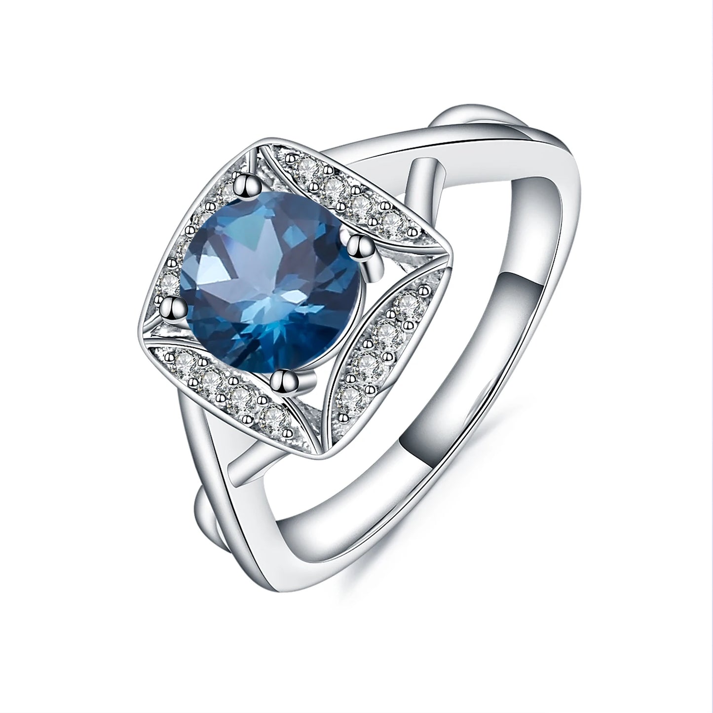 GEM'S BALLET 925 Sterling Silver Rings for Women Iolite Blue Mystic Quartz Ring Gemstone Romantic Gift Engagement Jewelry 925 Sterling Silver London Blue Topaz