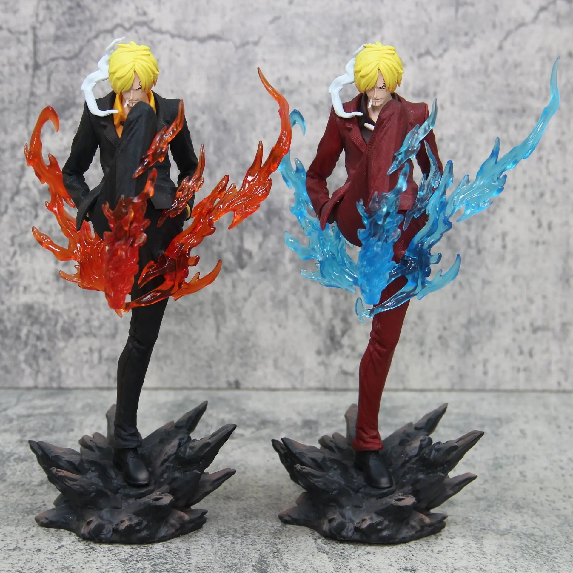 24cm One Piece Gk Sanji Standing Posture Demon Kick Red And Blue Special Effects Anime Figure Model Ornament Statue Toy Gifts