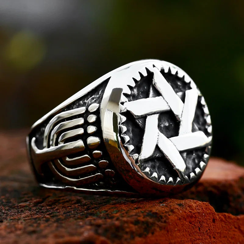 star of david stainless steel Ring Super High Quality Fashion hot sale stone men jewelry