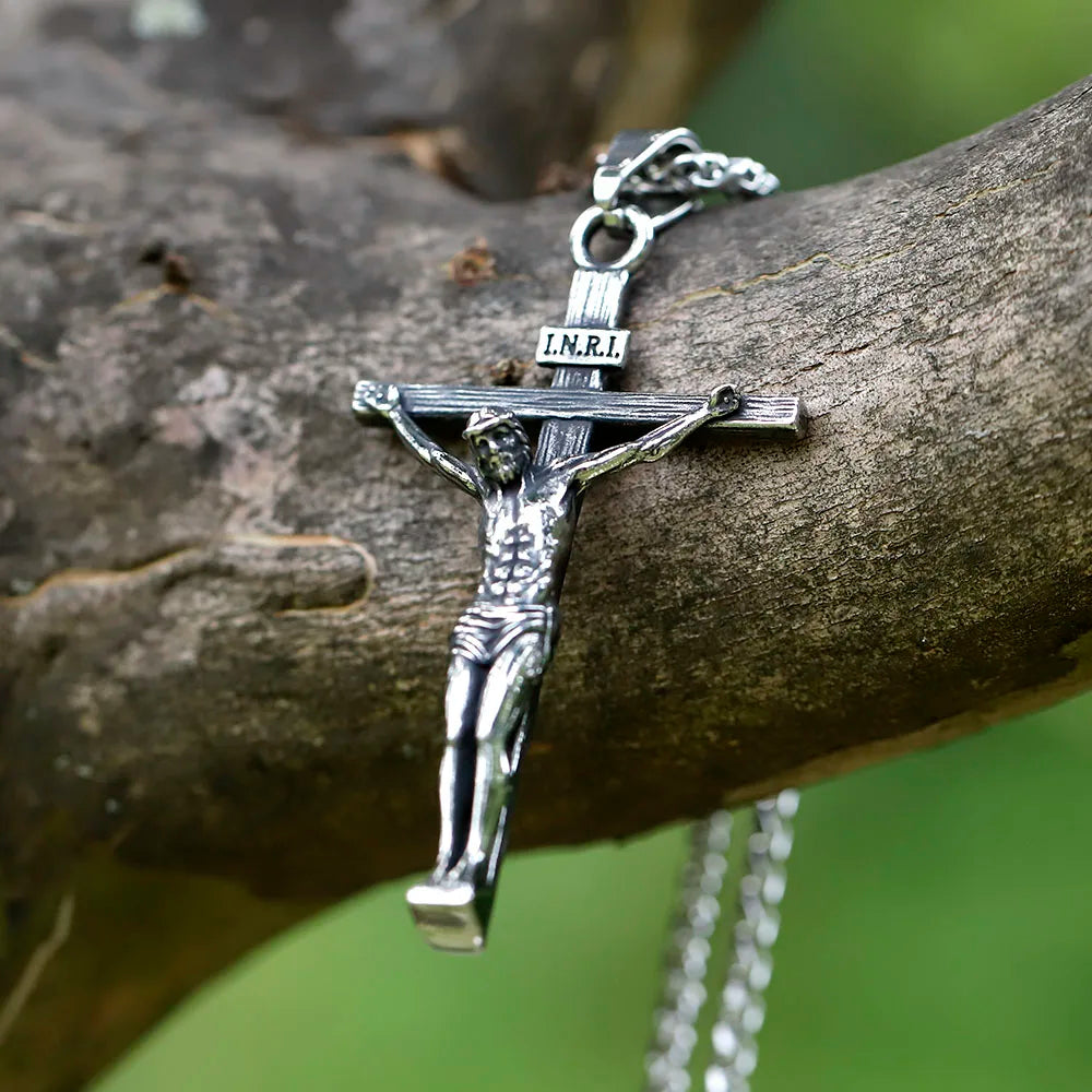 2022 NEW Men's 316L stainless-steel n Jesus Cross Amulet Pendant Necklace for teens punk biker Jewelry Gift free shipping