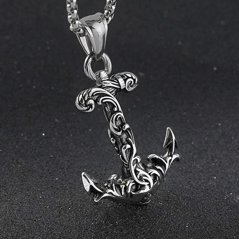 New Vintage Nordic Anchor Necklaces for Men Stainless Steel Viking Pendant Punk Biker Unique Amulet Jewelry Gift Dropshipping