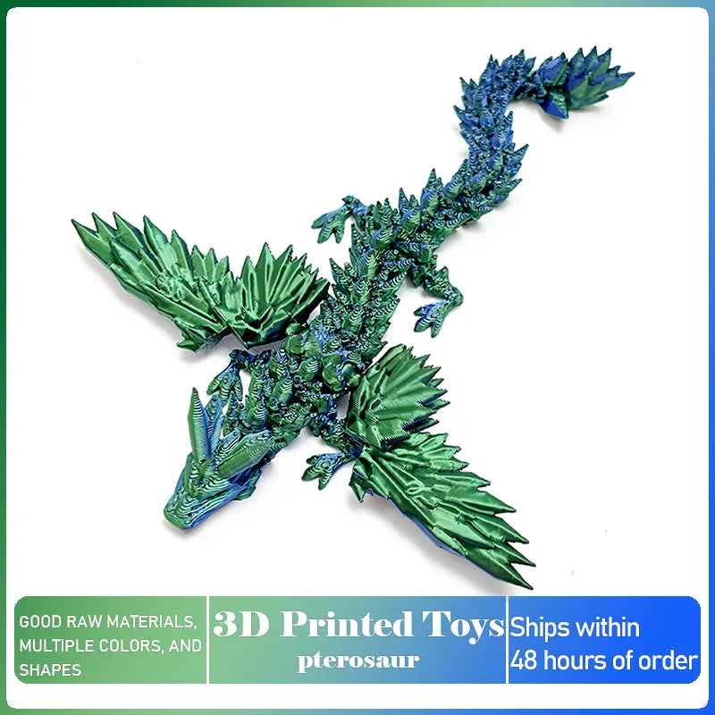 3D Printed Dragon with Movable Wings - Office Desk Accessory, Creative Home Decor, Perfect Christmas Present Holiday Gift