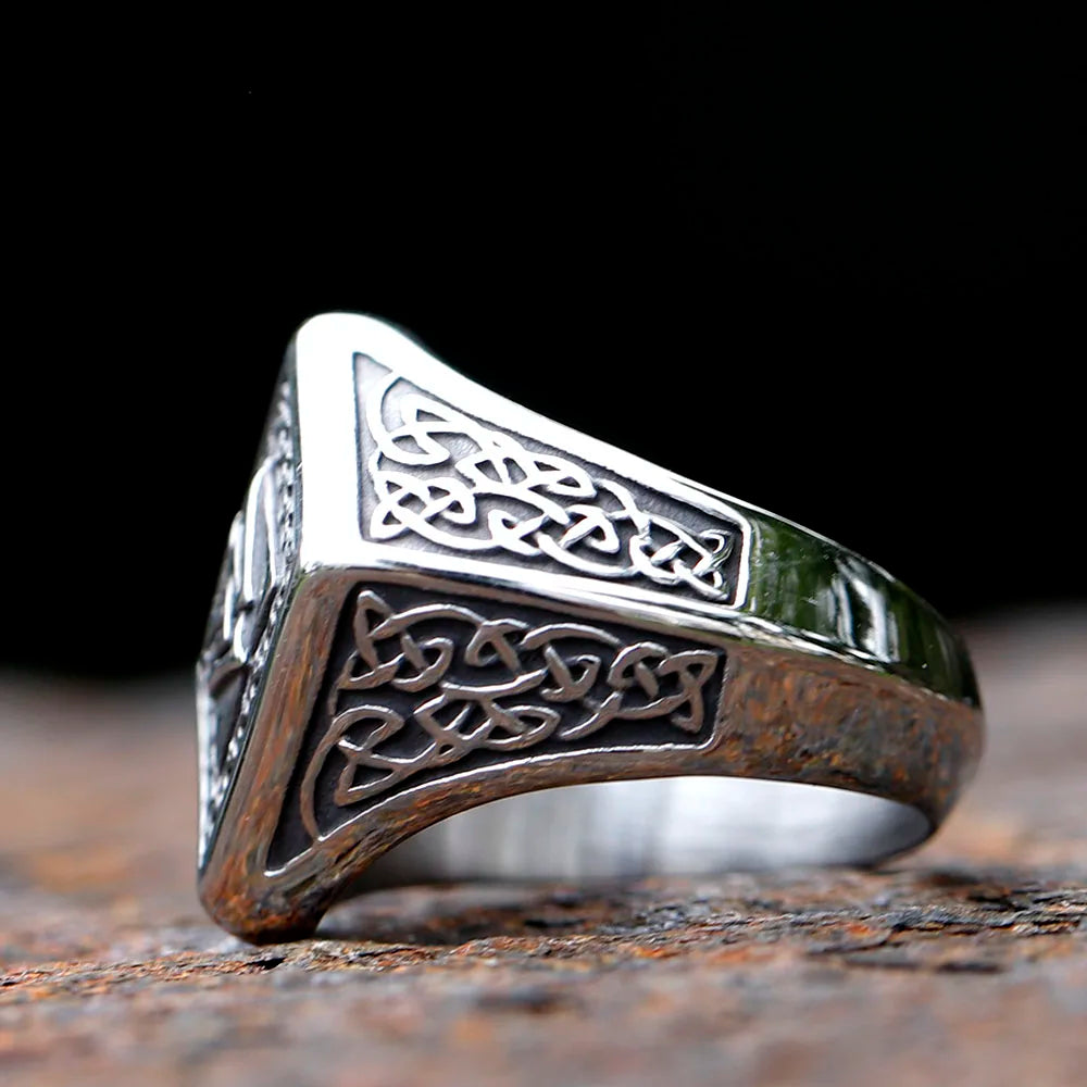 New Vintage 316L Stainless Steel Viking Valknut Amulet Ring Punk Women Men Unisex Jewelry For Party Gift