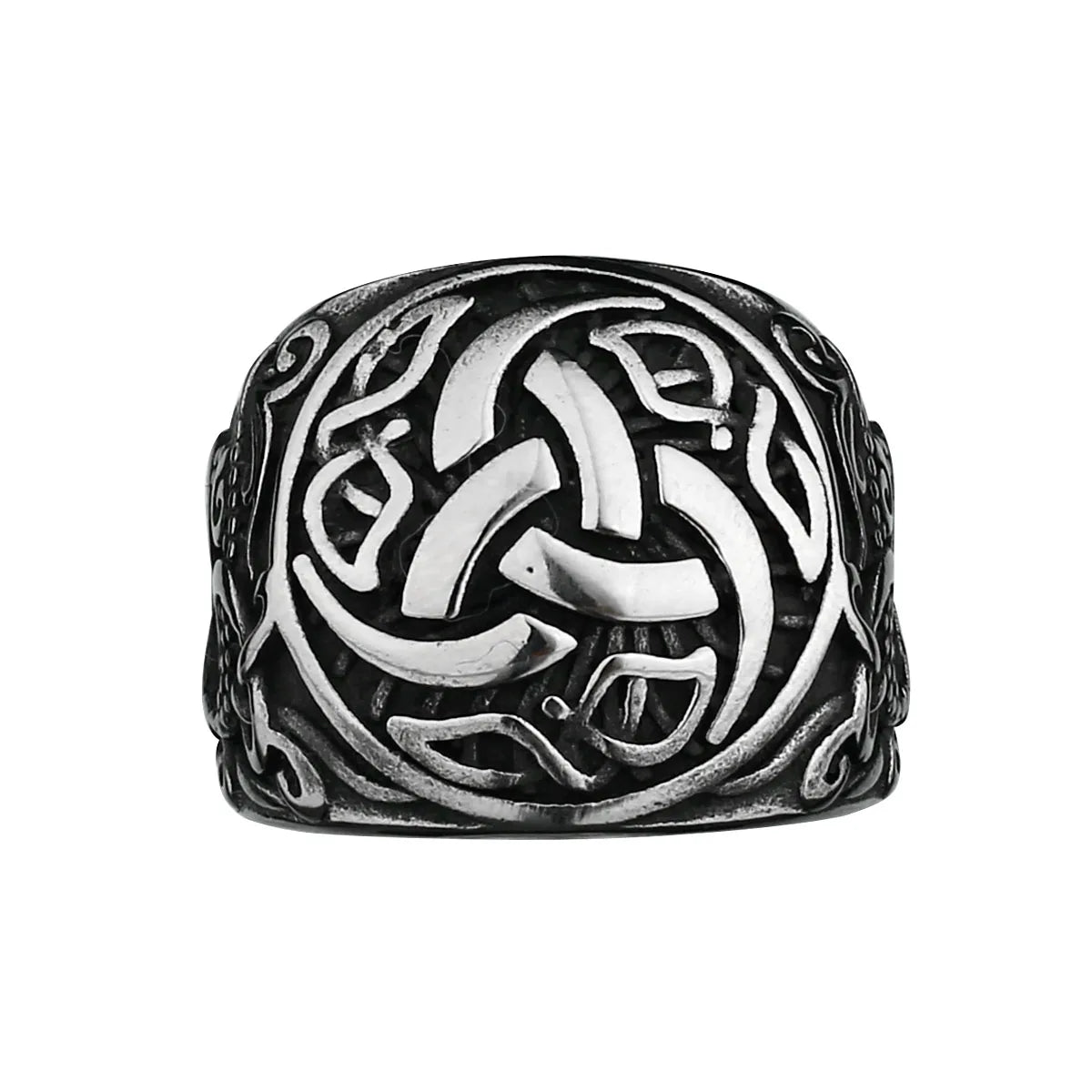 Viking Dragon Rune Stainless Steel Ring Men's Viking Fashion Temperament Ring Hip-hop Street Men's Motorcycle Men's Jewelry