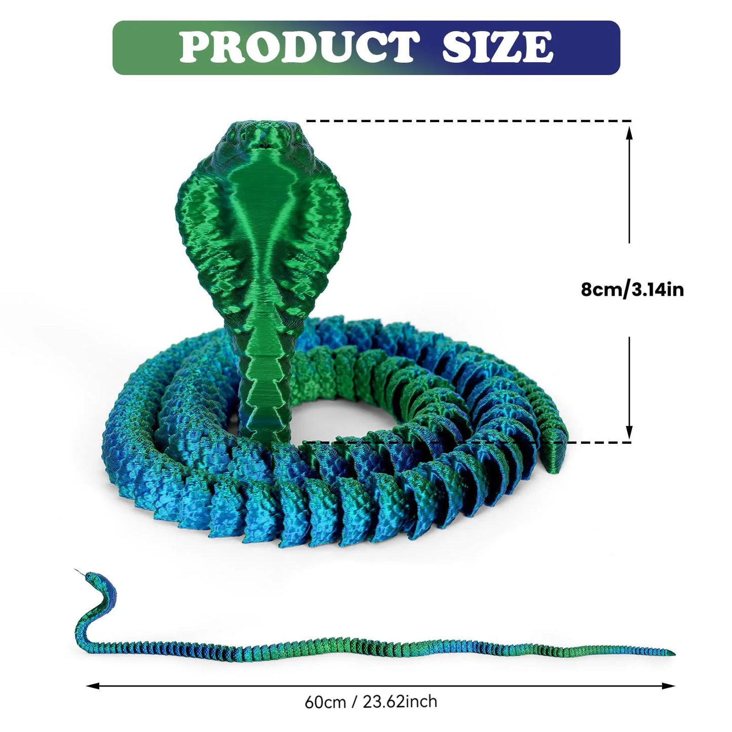 3D Printed Snake Serpent Figures Desk Accessories for Boy 3D Printed Dragon Room Desktop Ornament Office Accessories Figurines