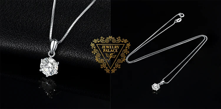 JewelryPalace Real 925 Sterling Silver 5A Cubic Zirconia Oval Round Emerald Princess Cut Pendant Necklace for Women No Chain