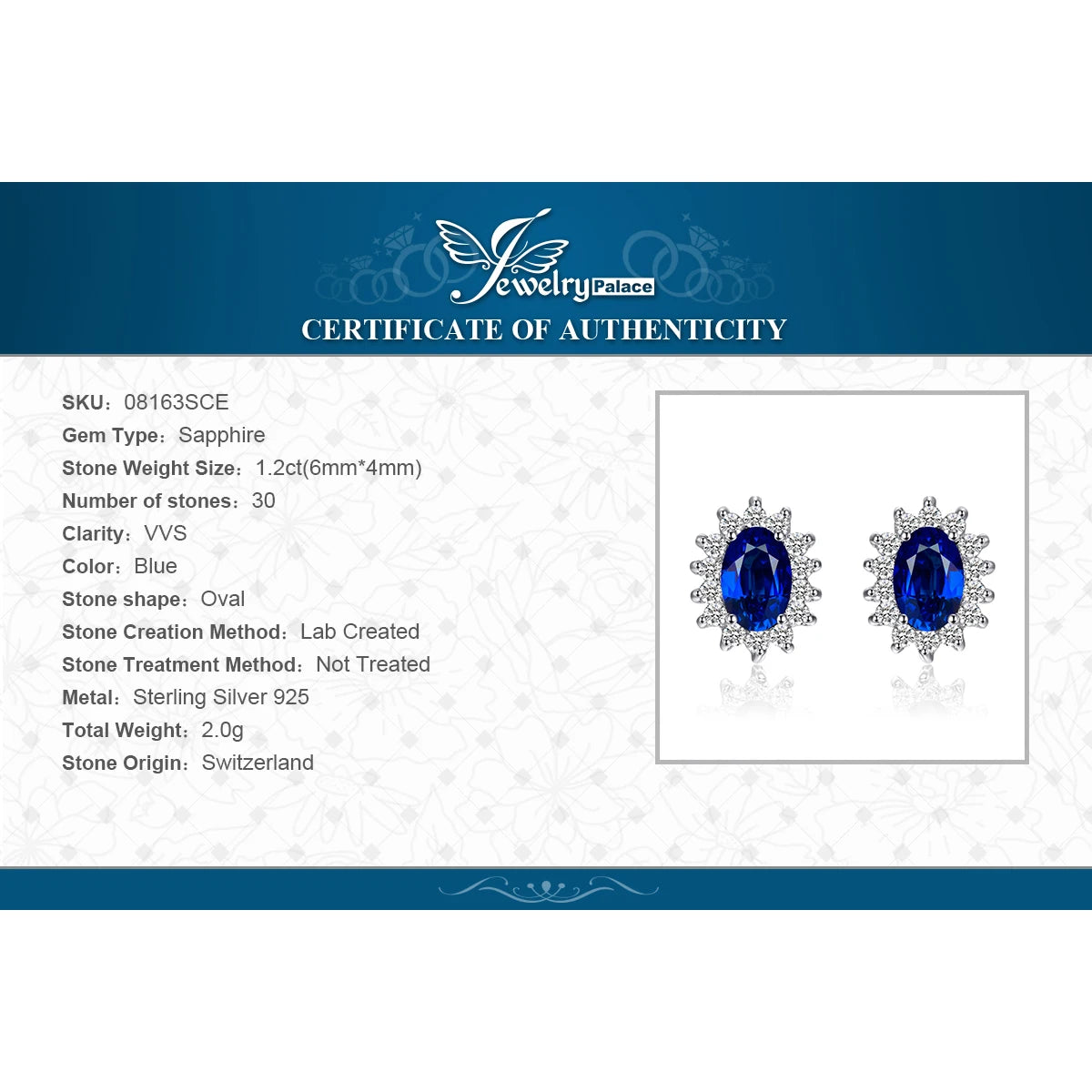 JewelryPalace Created Blue Sapphire Ruby 925 Sterling Silver Stud Earrings Natural Amethyst Garnet Peridot Topaz Princess Diana