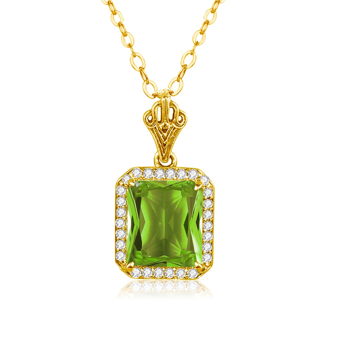 Green Emerald Pendant Necklaces For Women With Diamonds 925 Silver Jewelry Gemstone Boho Berloque Pendent Peridot Gold