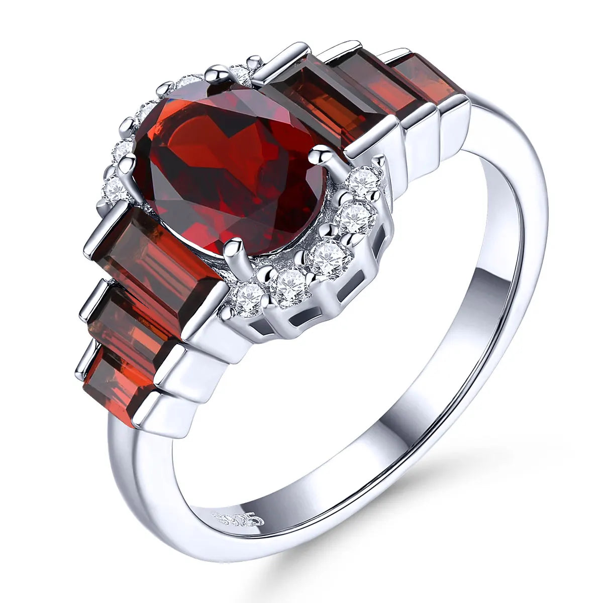 Natural Red Garnet Sterling Silver Rings 2.3 Carats Genuine January Birthstone Women Elegant Classic Style S925 Fine Jewelrys Natural Garnet