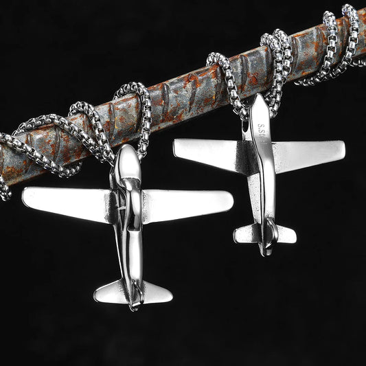 Aircraft Airplane Model Stainless Steel Men Necklaces Pendant Chain Punk for Women Fashion Jewelry Gifts Wholesale Dropshiping