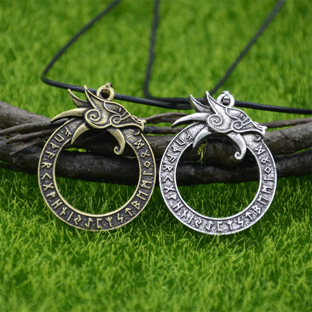 Nostalgia Viking Runes Jewelry Runic Amulet Circle Pendant Necklace Women Men Vegvisir Compass Nordic Talisman Pagan Jewerly