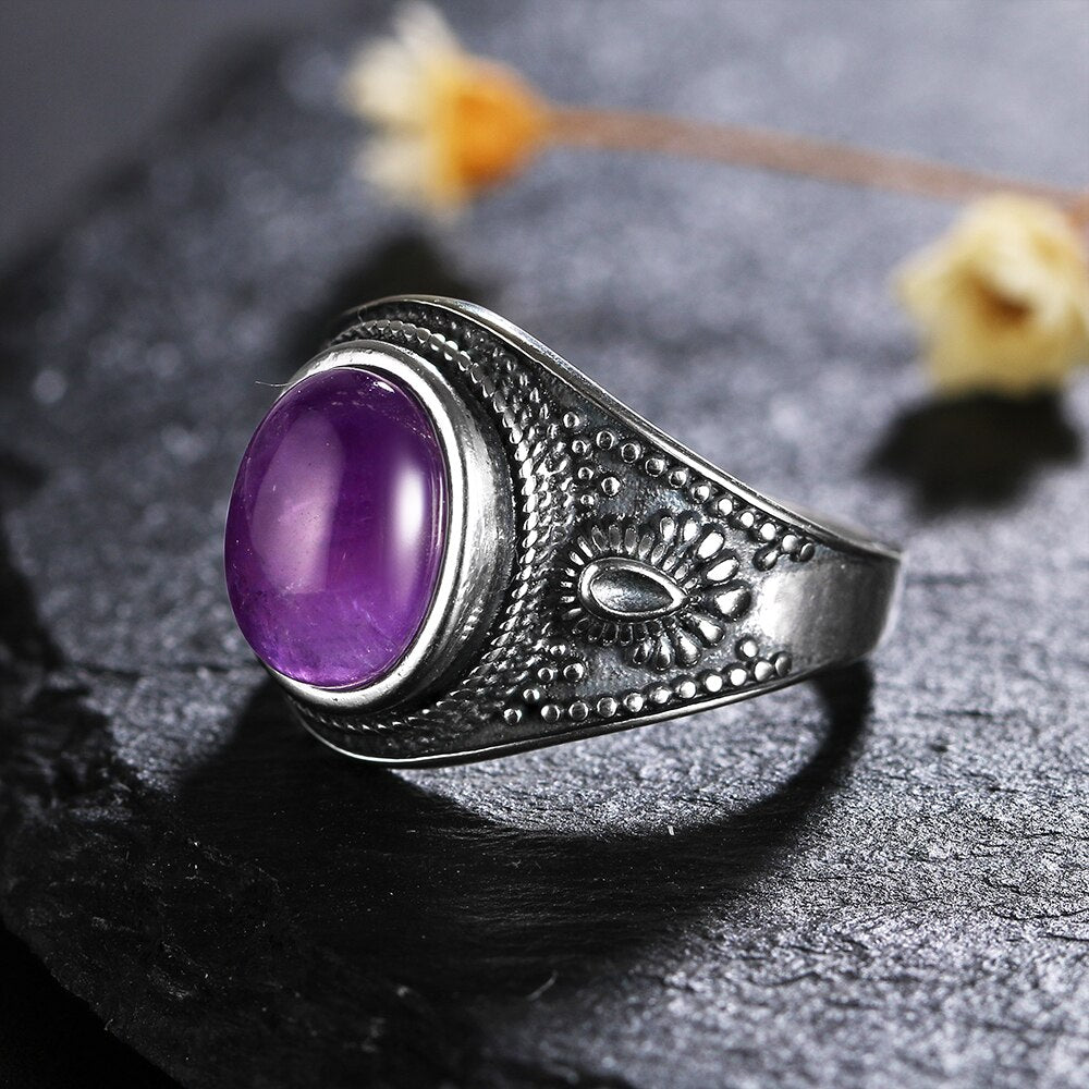 Nasiya Natural Amethyst Silver Jewelry Rings Men For Women Party Wedding Anniversary Engagement Gifts Fine Jewelry