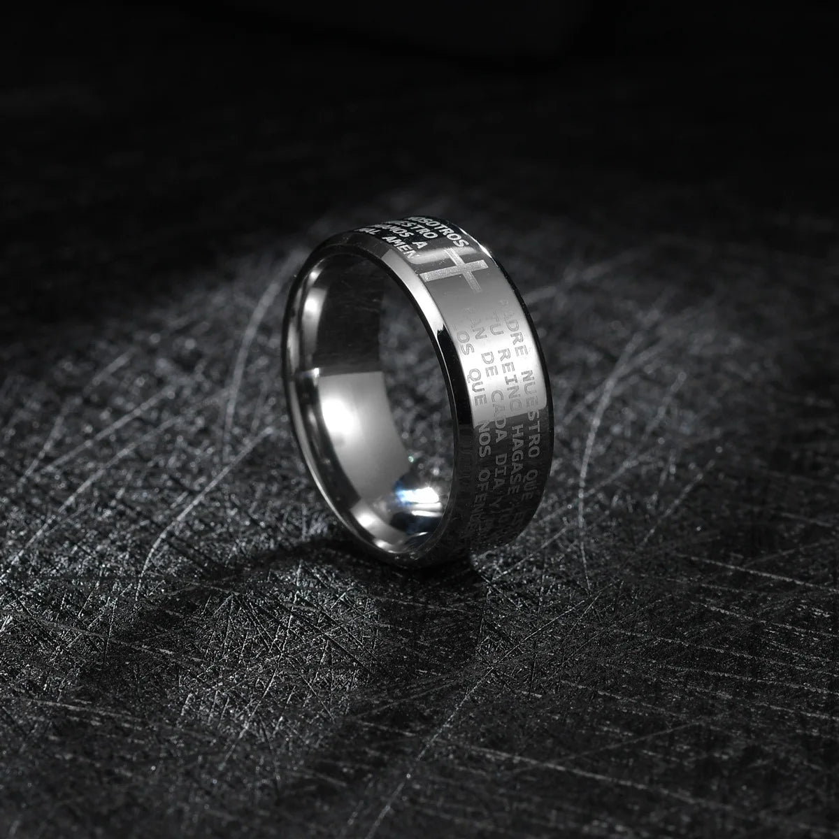 Fashion Men's Stainless Steel Bible Verse Jesus Cross Rings For Men Christian Cross Religious Ring Men Amulet Jewelry Wholesale
