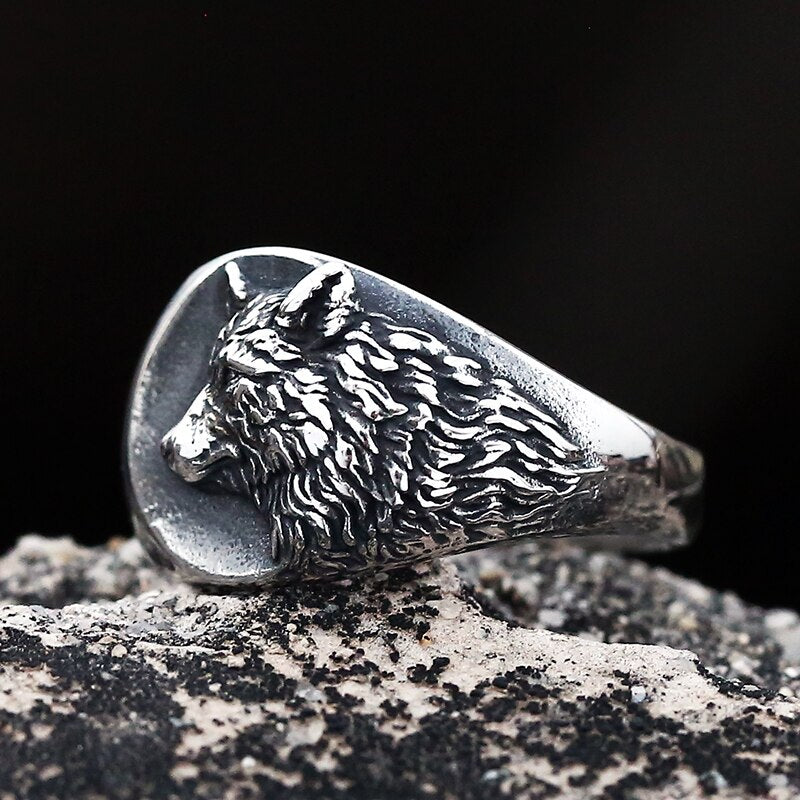 Vintage 316L Stainless Steel Viking Nordic 3D Wolf Of Thor Norse High Quality Wolf Animal Jewelry Men Ring